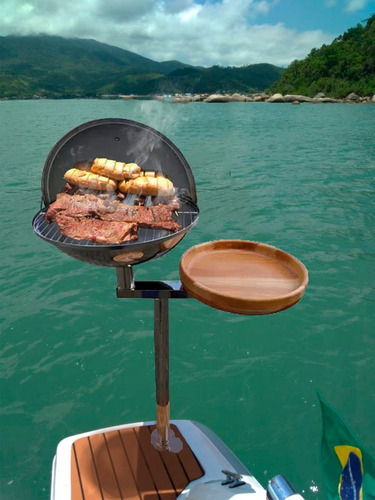 Imagem 3 de 5 de Churrasqueira Náutica Inox Alto Brilho Lancha Barco T38vo