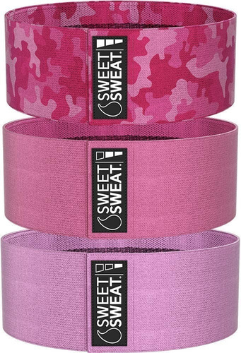 Sweet Sweat Hip Bands, Bandas Resistencia, Paquete 3 Rosas