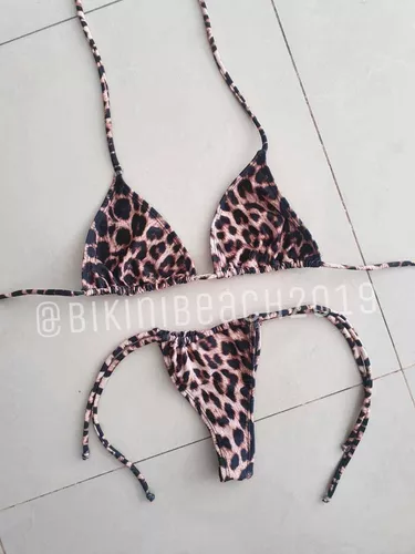 Bikini Triangulo Animal Print Leopardo Con Colaless