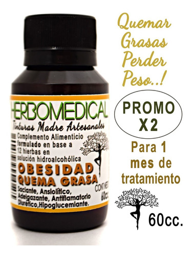 2 Extractos Puro Adelgazante Quema Grasa Sobrepeso 60ml.