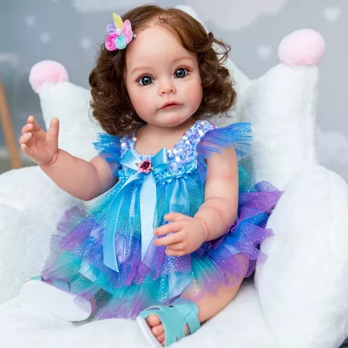 Bebe Reborn Menina Vestido e Enxoval Completo