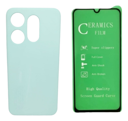 Estuche Silicone Case Para Tecno Pop 7 Y Vidrio Ceramico