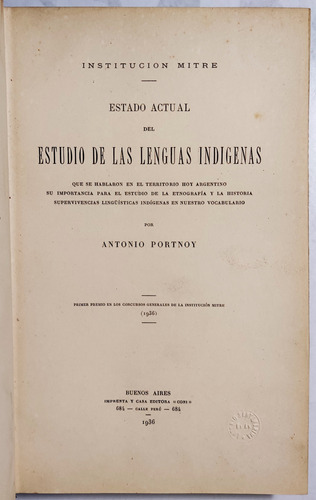 Portnoy. Estado Actual Del Estudio De Las Lenguas Indigenas