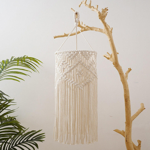 Lámpara Colgante De Pantalla De Macramé Con Lámpara