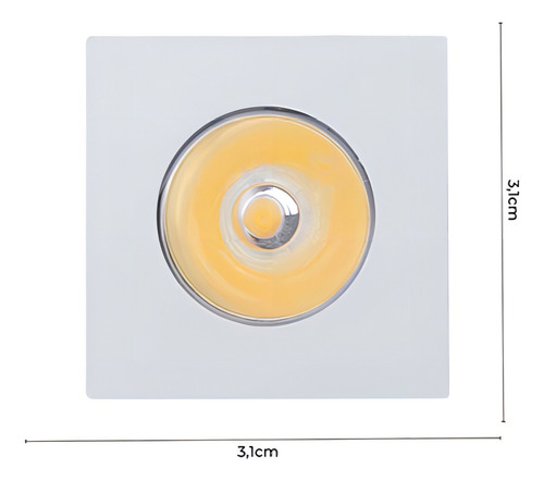 Mini Spot Embutir Led Elysa Quadrado Branco 3w 3000k 127/220V