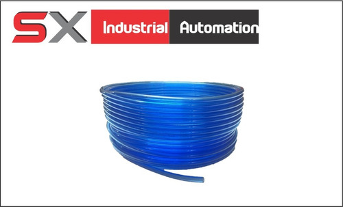 Manguera 6mm Poliuretano Rollo 20 Mts Azul Transparente