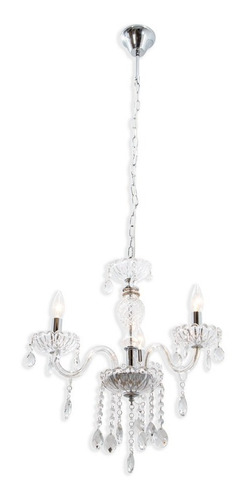 Imagen 2 de 5 de Candil Clásico Cristal Traslúcido Cromo E12 60w 3 Luces