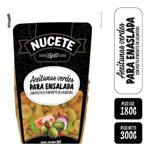 Combo Aceitunas Verdes P/ Ensalada Doypack Nucete 300 Gr X 3