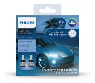 Focos Philips Led H8 Ultinon Essential 200% + Luz 6500°k