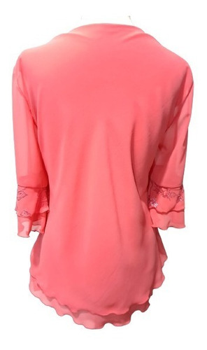 Imagen 3 de 6 de Blusa Remera Gasa Fiesta Brillos Talles Grandes Especiales