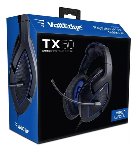 Headset Ps4 Alámbrico Voltedge Tx50 Negro / Azul (Reacondicionado)