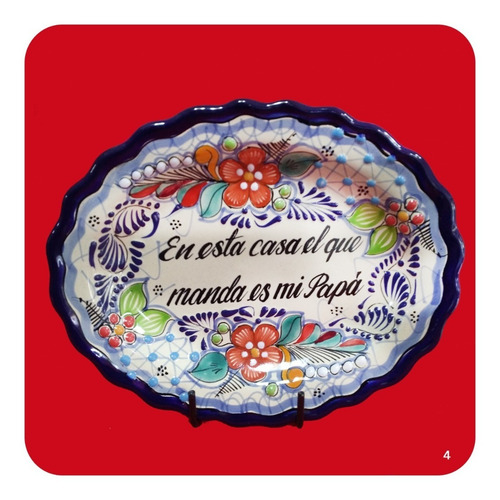 Imagen 3 de 5 de Platón Placa Talavera Poblana C/frase Decorativa Gde. 31 Plc