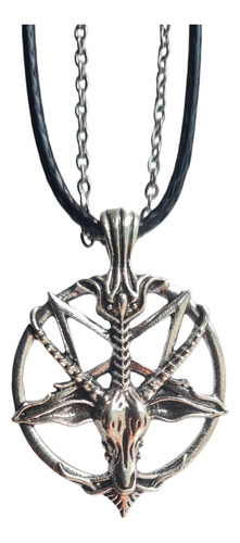 Cadena Collar Satánico Pentagrama Baphomet Macho Cabrio