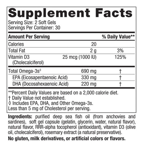 Suplemento Nordic Naturals Omega-3d 60 Cápsulas Gelatinosas