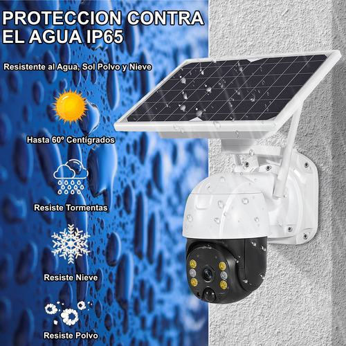 Camara Wifi Solar Cctv Panel Con Baterías Full Hd 3mp Icsee Color Blanco Con Negro