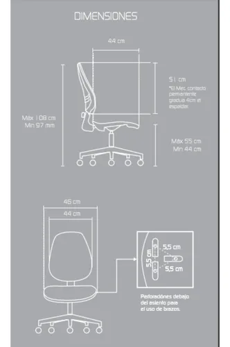 Silla Escritorio Reclinable Trek Cp Con Brazos Graduables