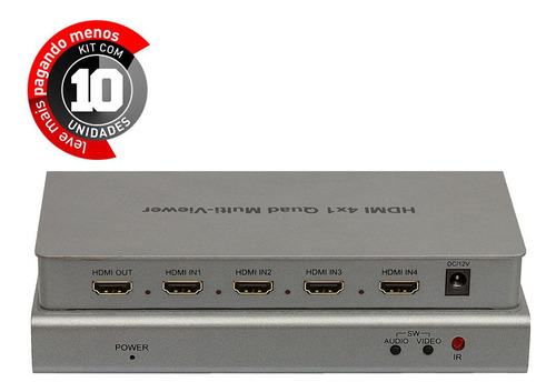 Switch Inteligente Quad Multi-viewer 4x1 - Kit 10