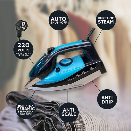 Plancha Westinghouse De 220 V, 2500 Vatios Con Vapor Y Apaga