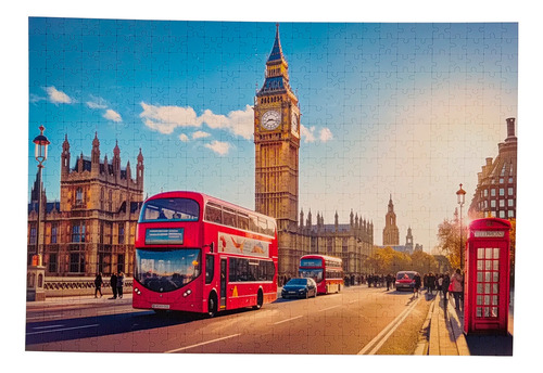Quebra Cabeça 500 Peças Big Bus Londres Paisagem Pais&filhos