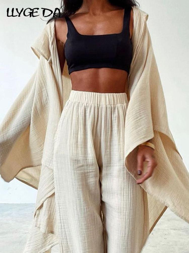 Pantalón De Lino Y Algodón Para Dos Mujeres
