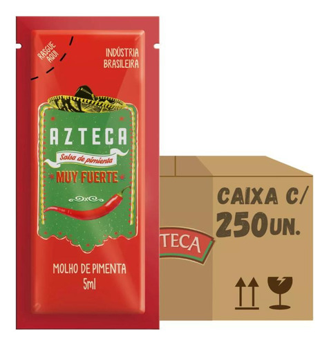 Molho De Pimenta Muy Fuerte Azteca Cx Com 250 Un 5ml Sache