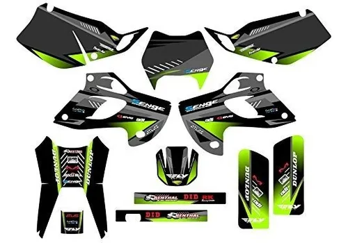 Kit Gráfico Surge Black Completo, Compatible Con Kawasaki Kl