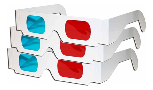 Gafas 3d - Par Anaglyph-3 Rojo Y Cyan, Multipack Blanco