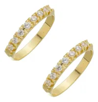 Comprar Par De Aparadores Meia Aliança 7 Pedras Banhado A Ouro 18k 
