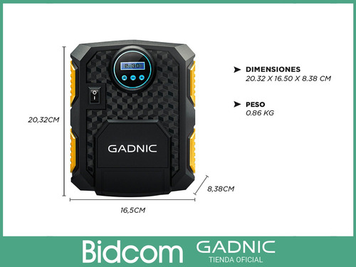Imagen 7 de 10 de Mini Compresor De Aire 12v Inflador Portatil Profesional