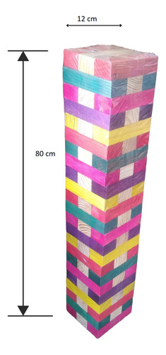 Torre Gigante Equilibrio Madera Natural Y Colores Kit 2