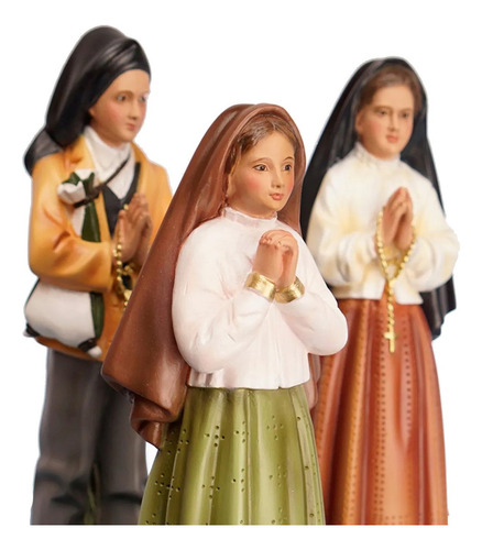 Imagem Pastorinhos De Fátima 20cm Resina Costalite Florença Cor Verde - Marrom - Rosado