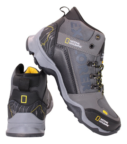 Bota National Geographic Hombre Resistente Comoda Negro/gris