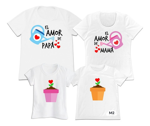 Franelas Set 4 Familia Mama Papa Hijo Hija Cumpleaños Polies