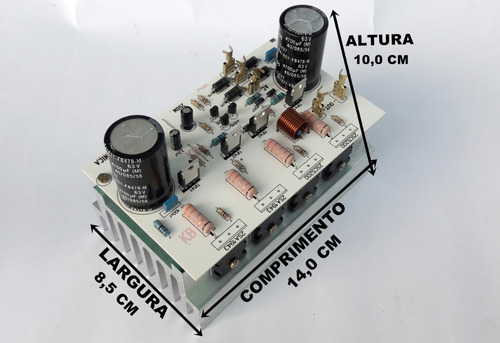 Placa Amplificador 200w Com Dissipador E Fonte Embutida