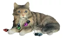 Comprar Sandicast Brown Tabby Maine Coon Cat Con Luces Navideñas Ado