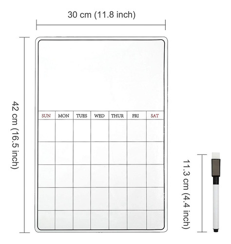 2pcs Paquete Calendario Borrado En Seco Pizarra Regrabable