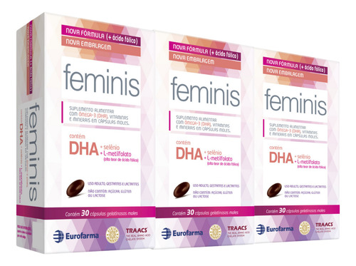 Kit C3 Suplemento Feminis Ácido Fólico - Eurofarma