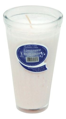 Veladora Limonero Brillamas Parafina Blanca Vaso Vidrio