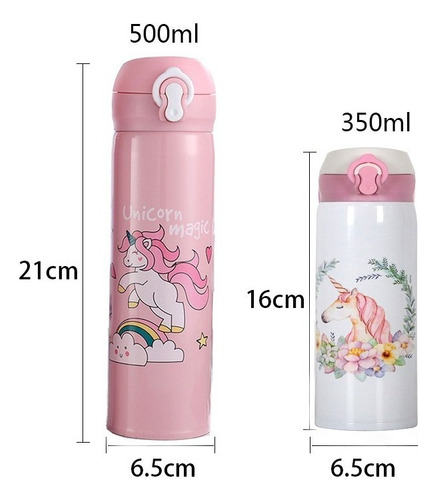 500/350ml Botella De Agua Unicornio Para Niñas Acero Inoxida