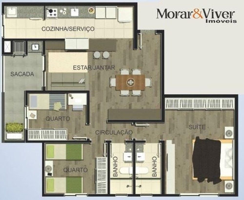 Imagem 6 de 8 de Apartamento Para Venda Em Curitiba, Vila Izabel, 3 Dormitórios, 1 Suíte, 2 Banheiros, 1 Vaga - Ctb6679_1-2070100