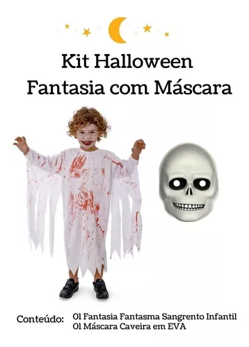 FANTASIA FANTASMA SANGRENTO HALLOWEEN - FANTASIA INFANTIL FANTASMA  SANGRENTO - RICA FESTAS