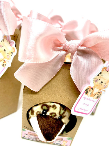 Lembrancinha Personalizada Safari Rosa Pelúcia 6cm 10 Kits