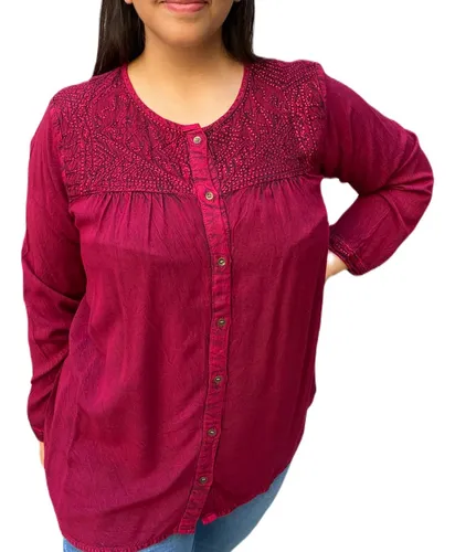 Camisa bordada amplia new arrivals