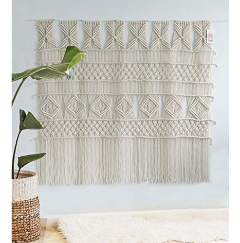 Colgante De Pared De Macramé Panel De Cortina De Macramé Boh