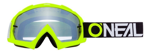 Antiparras Motocross Oneal B10 21 Mx Enduro Atv Mtb Downh Fu Armazón Neon Yellow Silver Mirror