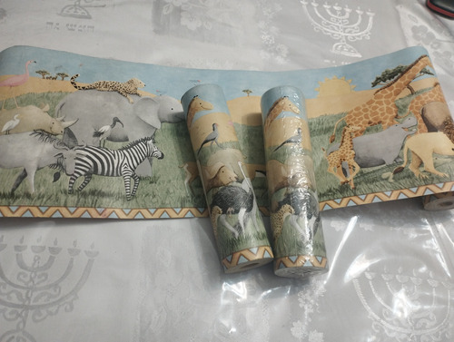 Papel Tapiz Safari Para Cuarto  Niños Ancho 17.5 Cms 4.57m