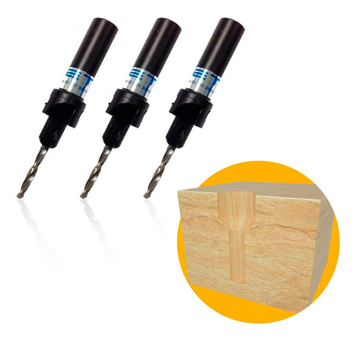 Kit Escariador Cônico Hø1/4 E Ø2,5x8 Ø3,0x8 Ø3,0x10 C1003