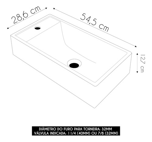 Cuba Pia De Apoio Para Banheiro Retangular 54cm Alva C08 Cin