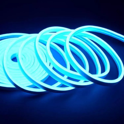 Kit Tira Led Neon Flexible + Fuente 5mts 12v Exterior Celeste