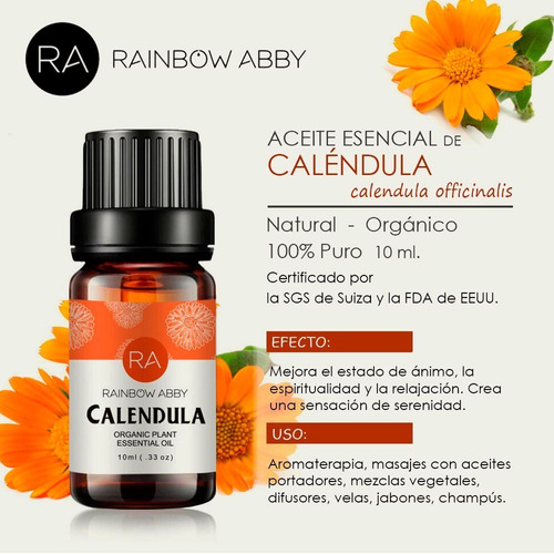 Aceite Esencial De Caléndula Rainbow Abby 10ml Orgánico | Envío gratis